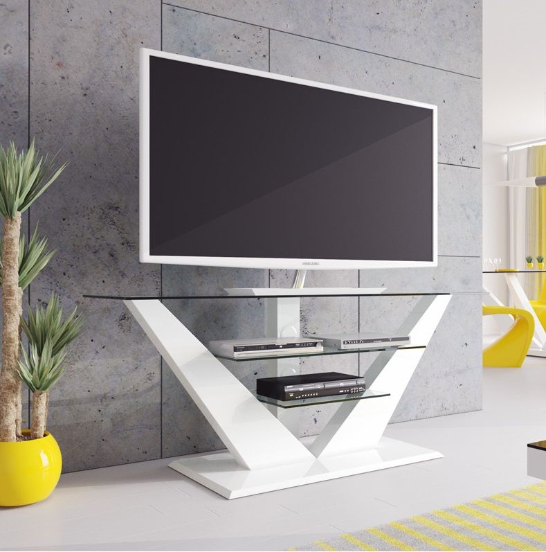 Luna TV‑meubel 140 cm – Hoogglans wit met LED en kabelmanagement
