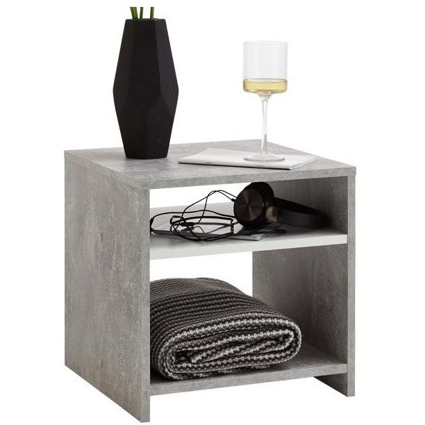 Lund Nachtkastje 40 cm – Modern Grijs Beton, Compact & Stijlvol