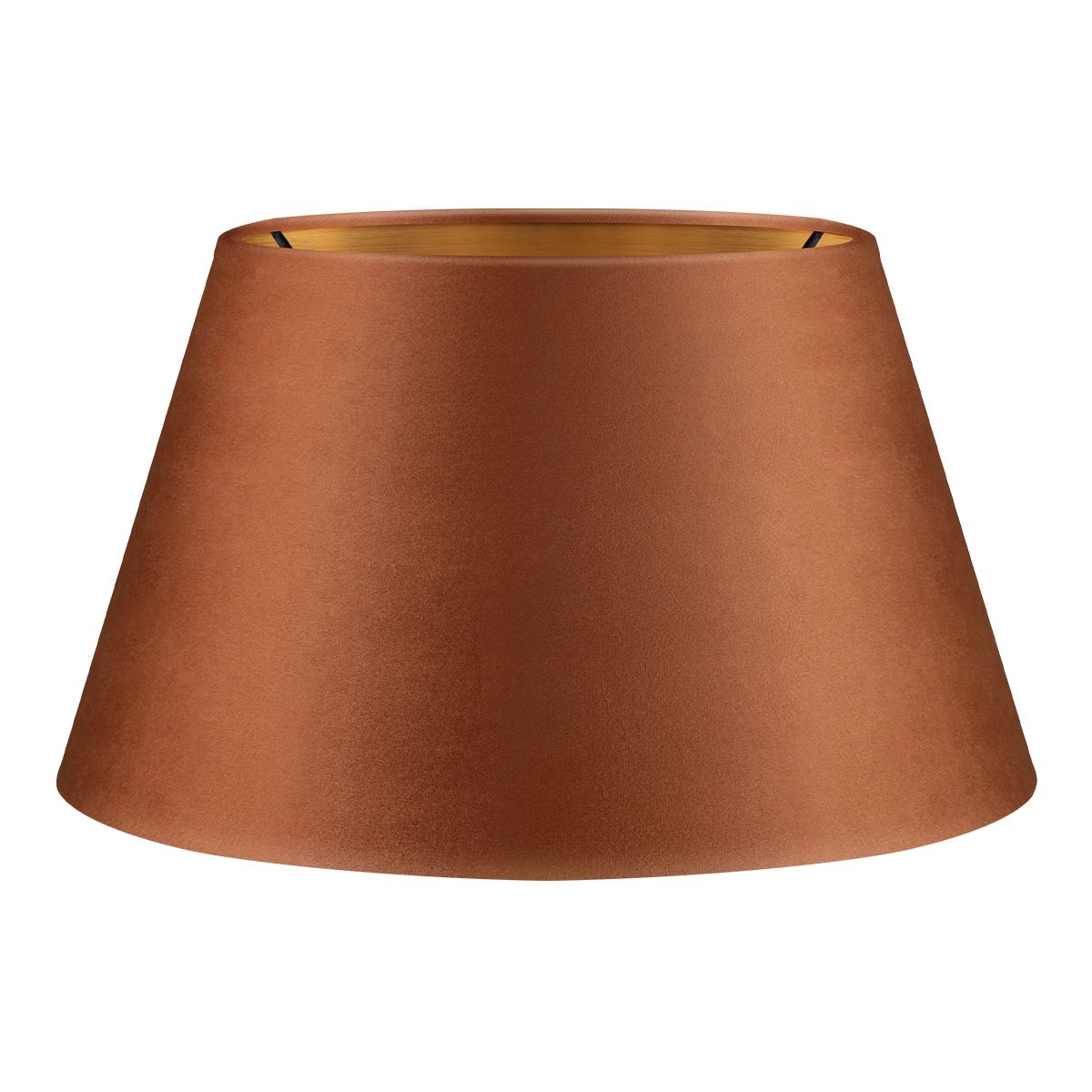 Luxe conische fluwelen lampenkap – Bruin & goud – Ø30×17 cm – E27 voor tafellampen