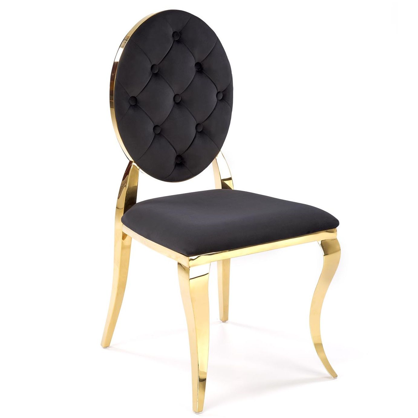 Luxe Eetkamerstoel Reginald – Zwart met Gouden Poten