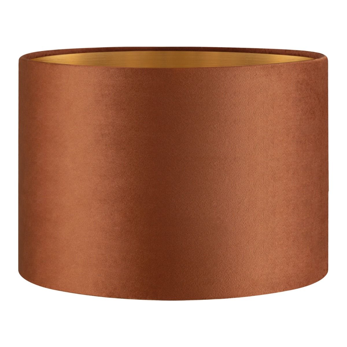 Luxe Fluwelen Cilindrische Lampenkap Bruin & Goud – Ø30 cm, E27 passend voor tafel‑ en pendellamp