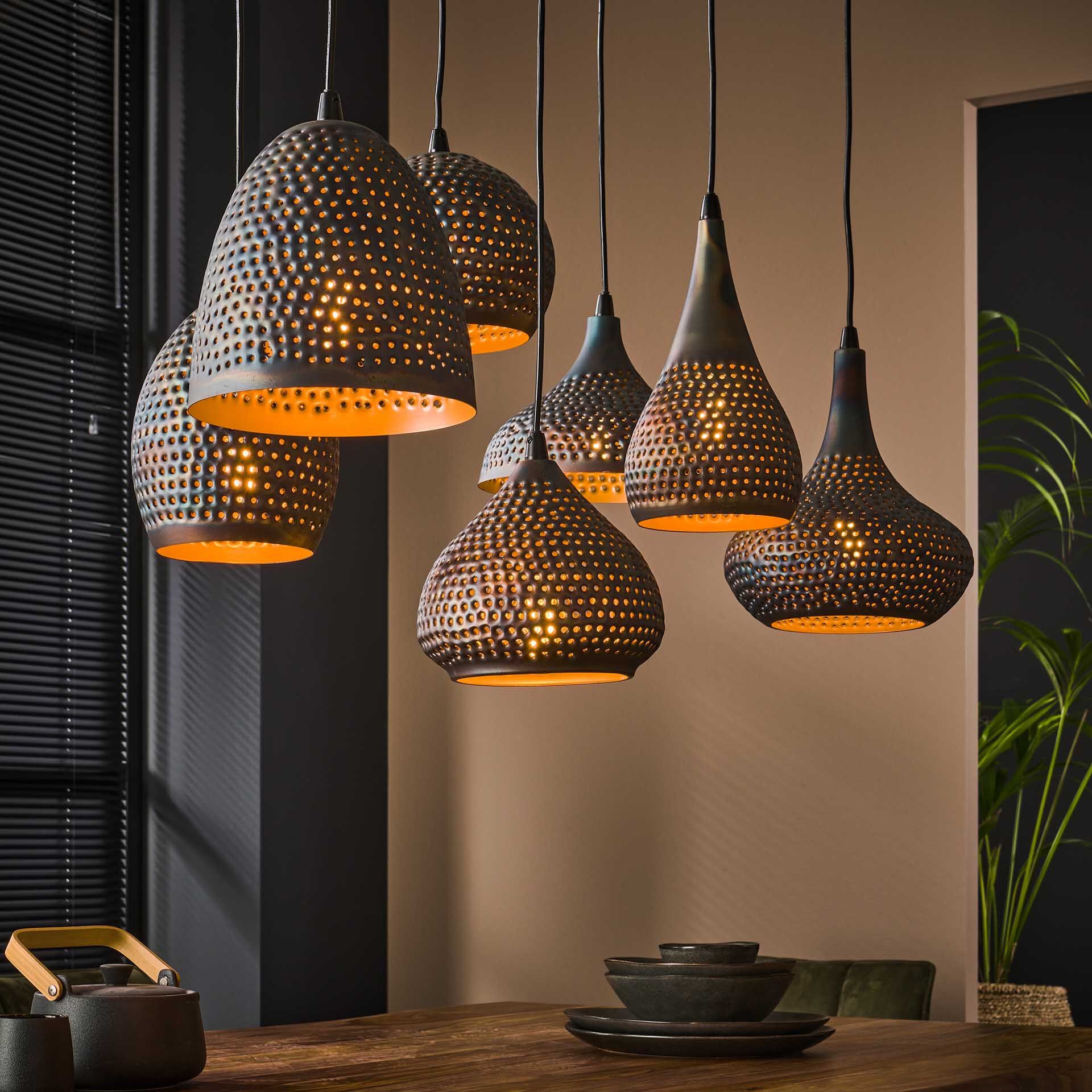 Luxe Hanglamp Astara – 7‑lampen, Zwart Bruin, Modern Design