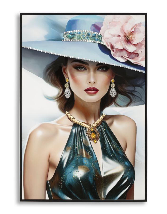 Luxueus canvas‑schilderij met goudkleurige lijst van Mauro Ferretti – Elegante muurdecoratie voor een stralend interieur