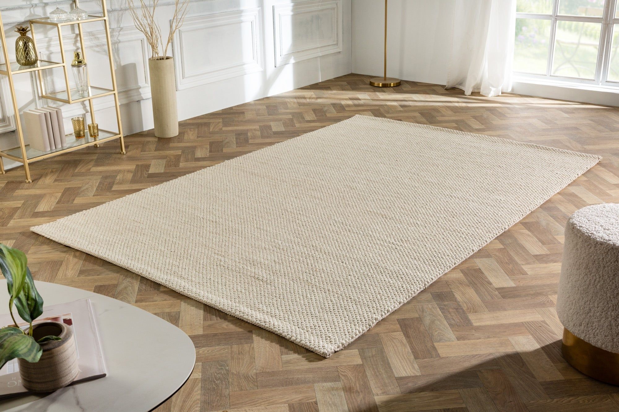 Luxueus designvloerkleed van wol – lichtbeige 240 × 160 cm | Invicta Interior