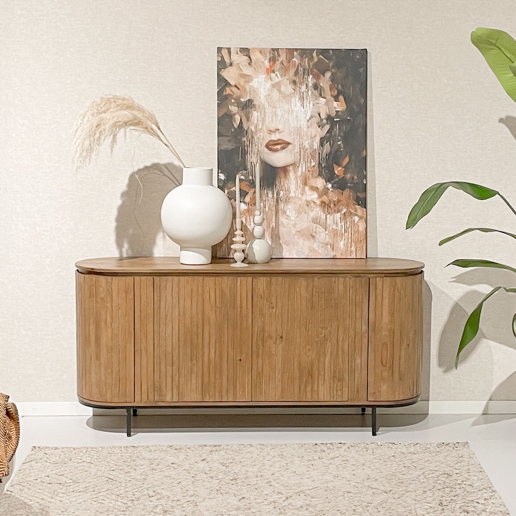 Luxueus dressoir Noor in natuurlijk mangohout – 170 cm pure elegantie