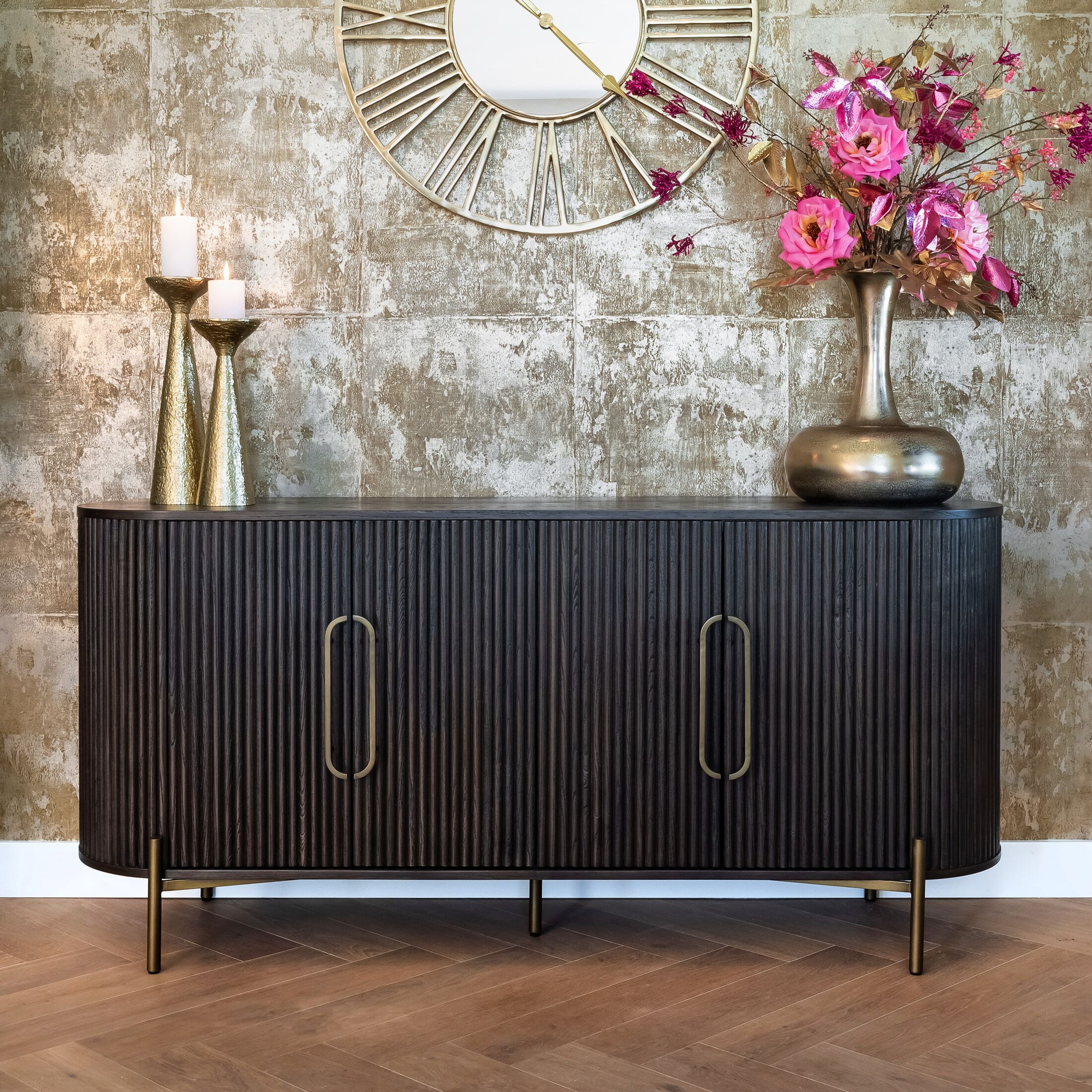 Luxueus Eikenhouten Dressoir Luxor – 180 cm – Donkerbruin | Richmond Interiors