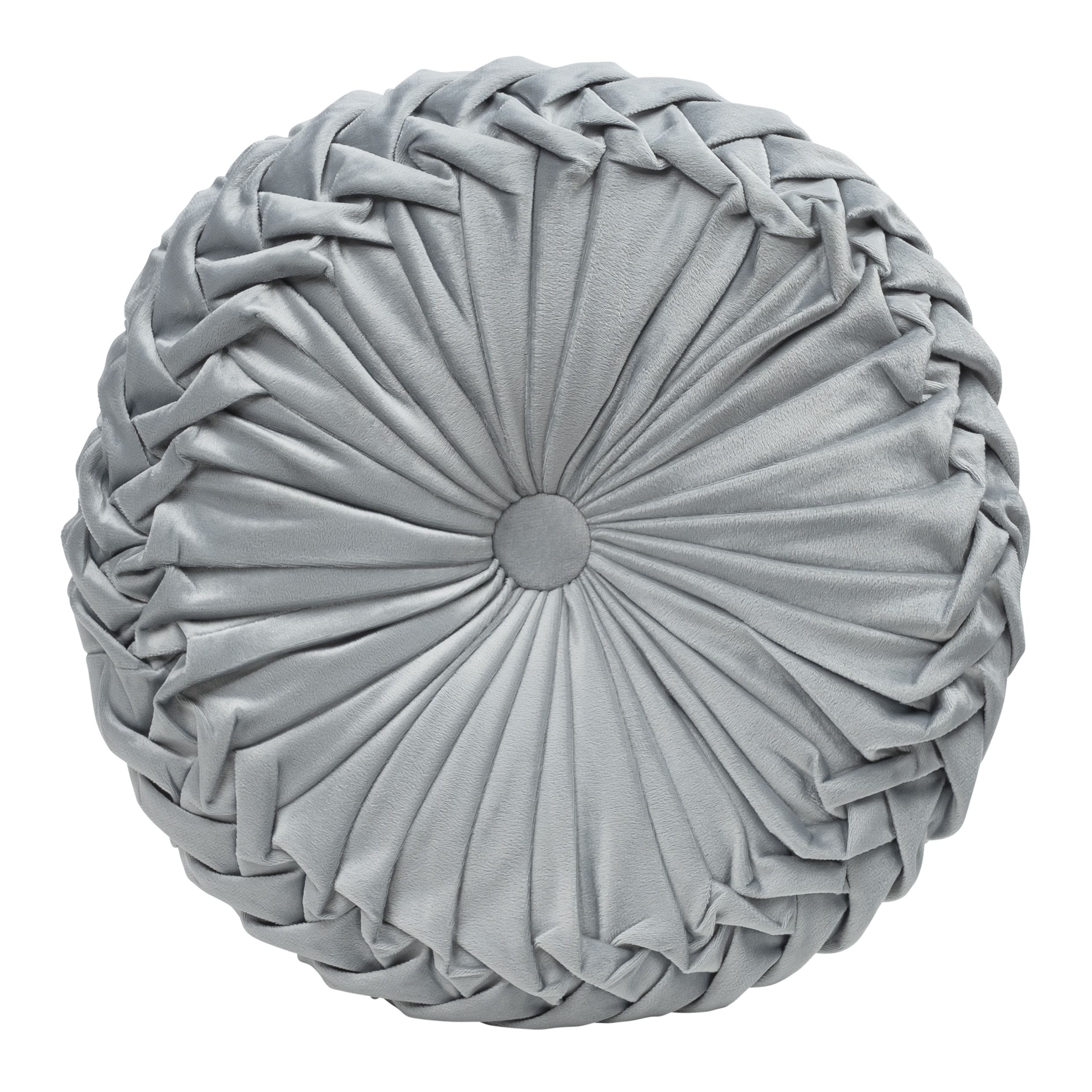 Luxueus Fluwelen Rond Sierkussen QUVIO – Grijs, 40 × 40 cm