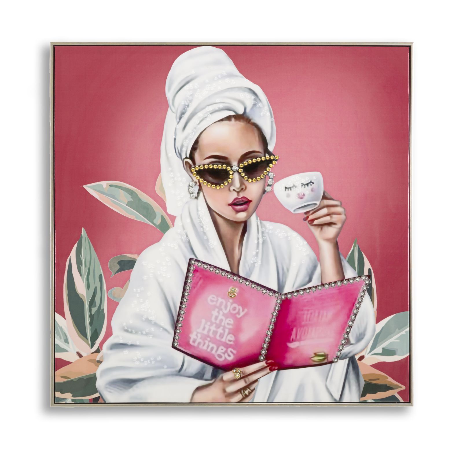 Luxueus Geel Canvas Spa Schild met Frame – 82 × 82 cm