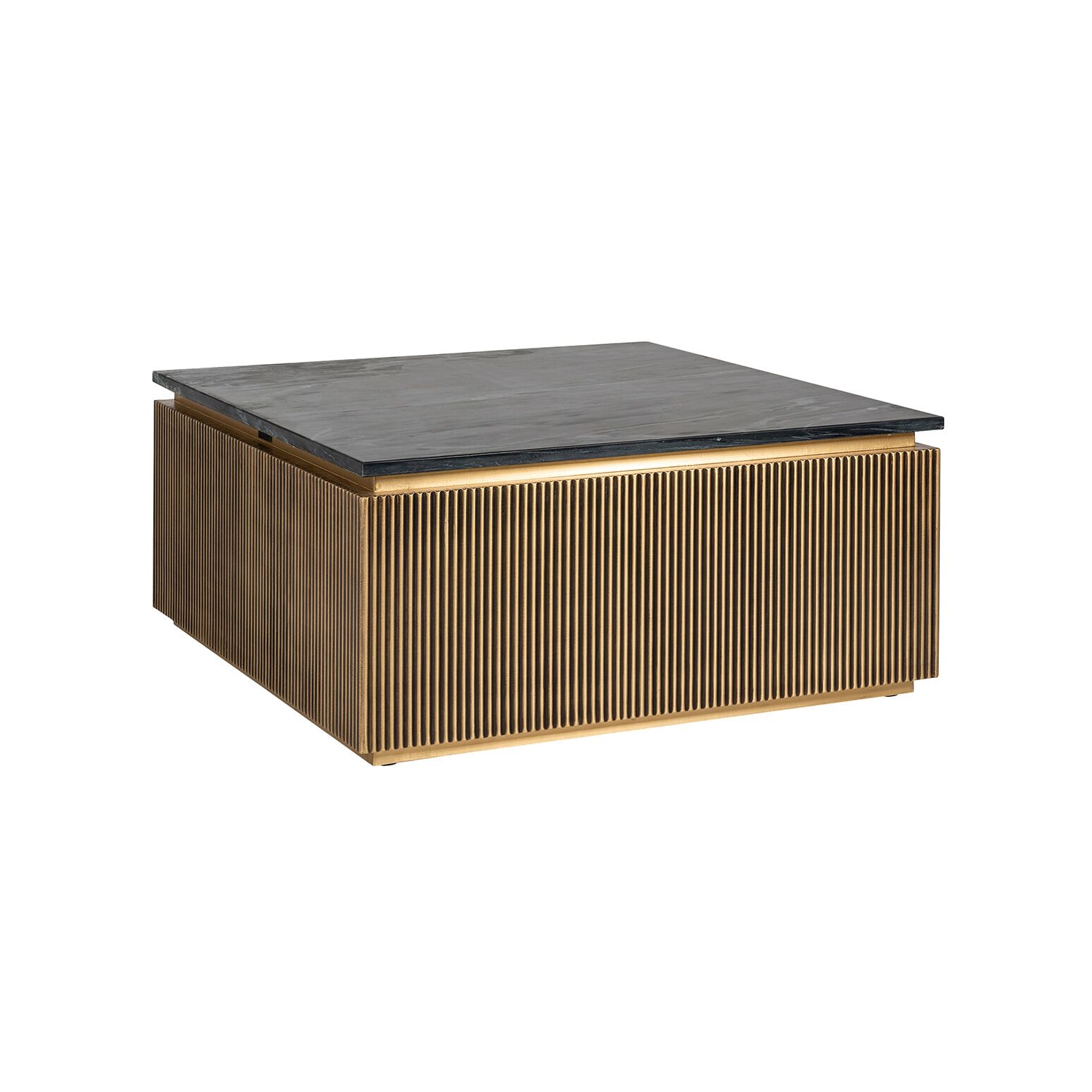 Luxueuze Vierkante Salontafel Ironville – Goud & Zwart Marmer, 90 cm