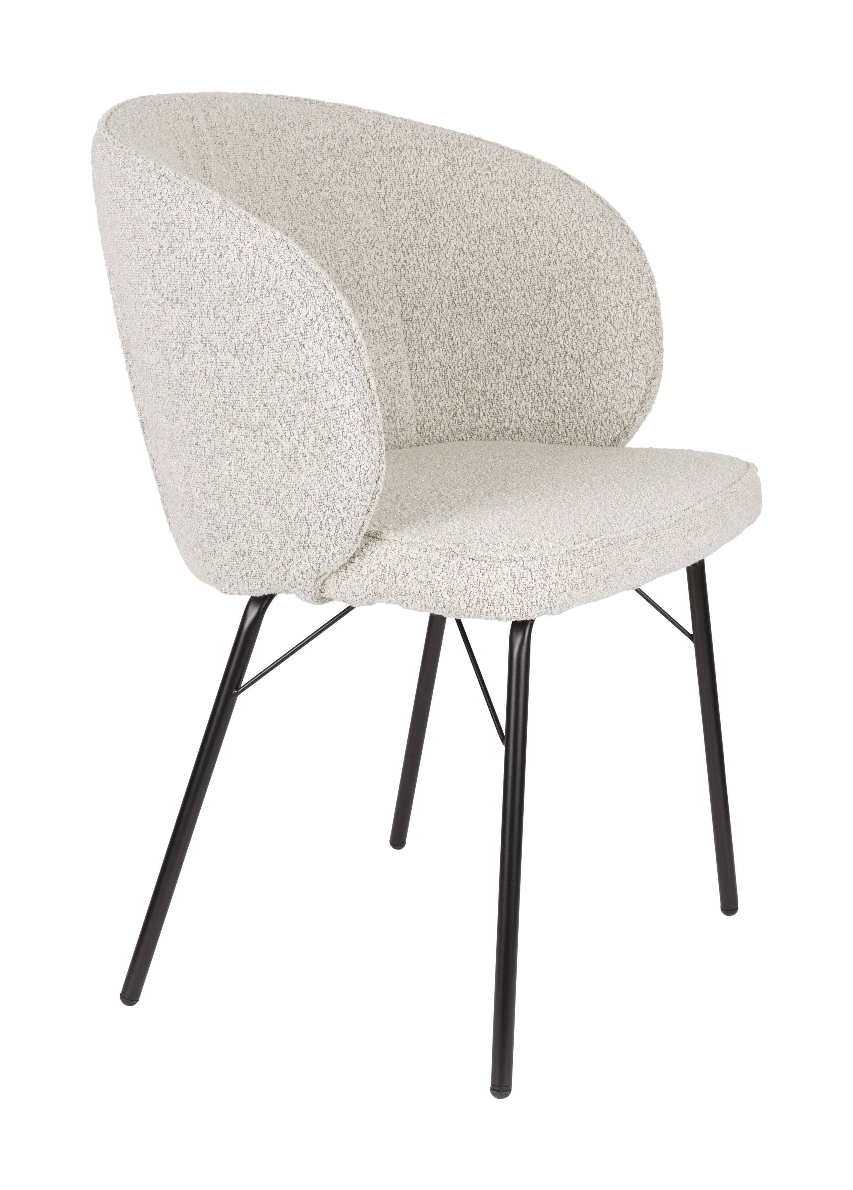 Lysandra Bouclé eetkamerstoel – tijdloos comfort in zacht beige