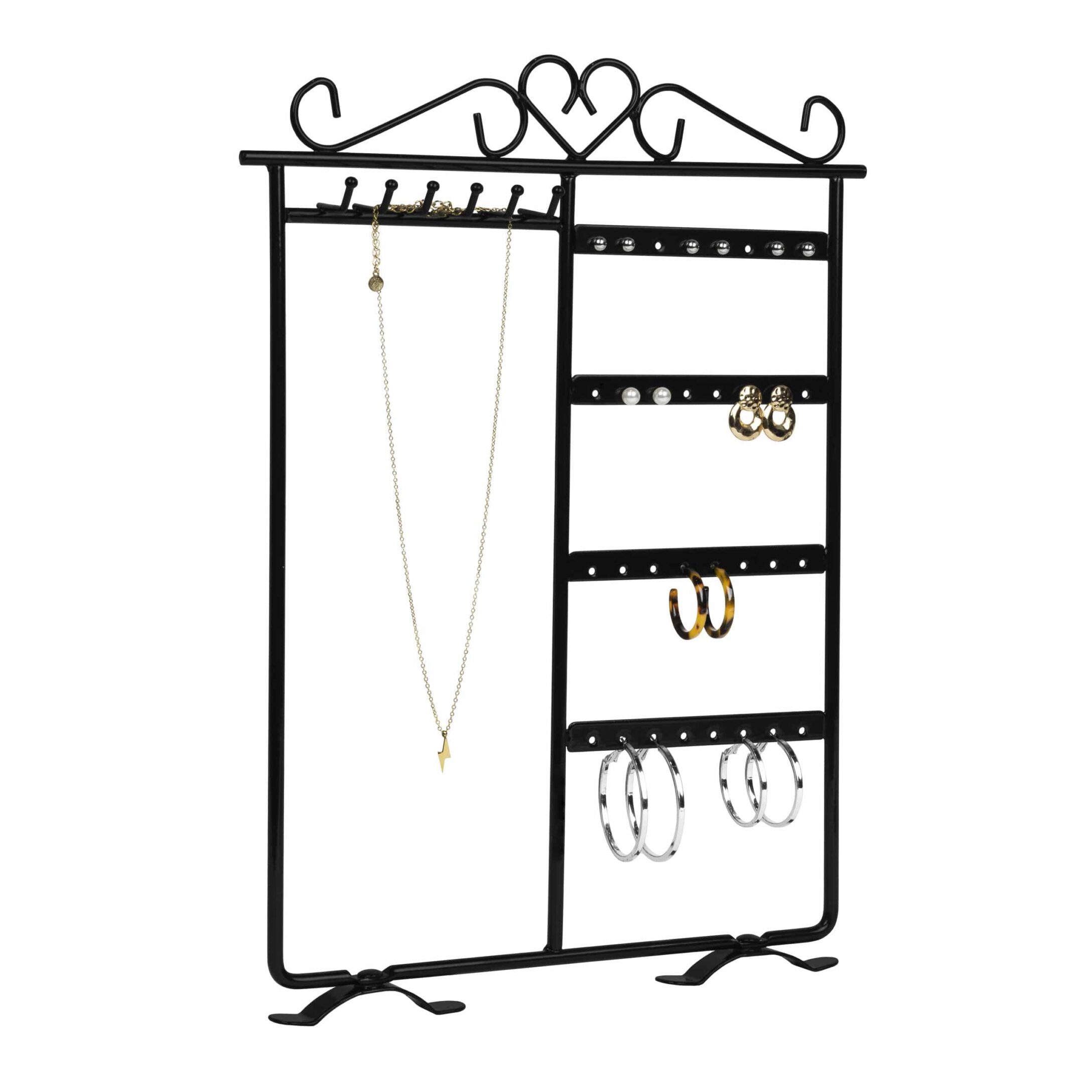 LYVION sieradenrekje zwart – elegant display voor 16 paar oorbellen en 6 armbanden