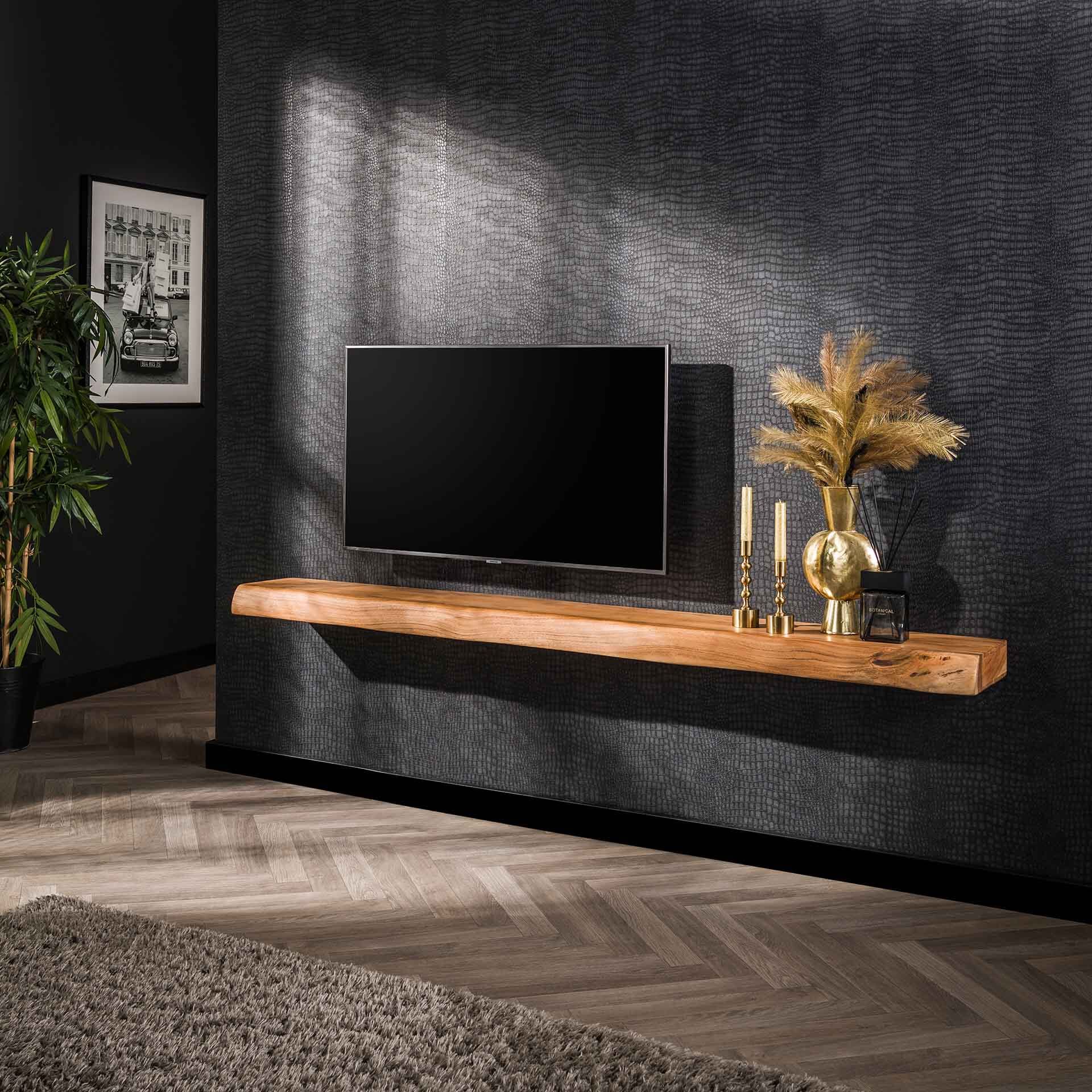Mac Wandplank & TV‑meubel 200 cm – Massief Acaciahout van LifestyleFurn