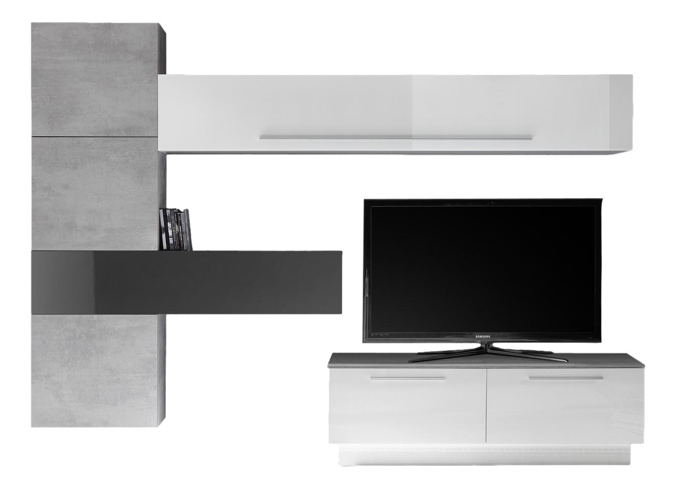 Maitre TV‑wandmeubel set in hoogglans wit & grijs – stijlvolle opbergruimte voor de moderne woonkamer