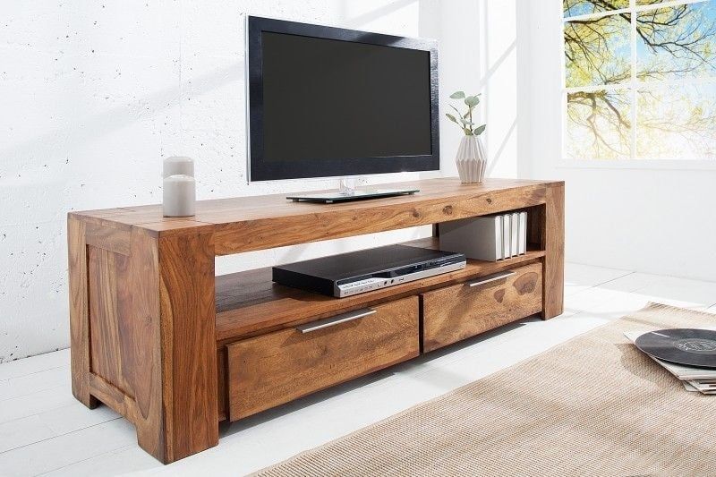 MAKASSAR 130 cm Sheesham TV‑meubel met twee laden – stijlvol massief design van Invicta Interior