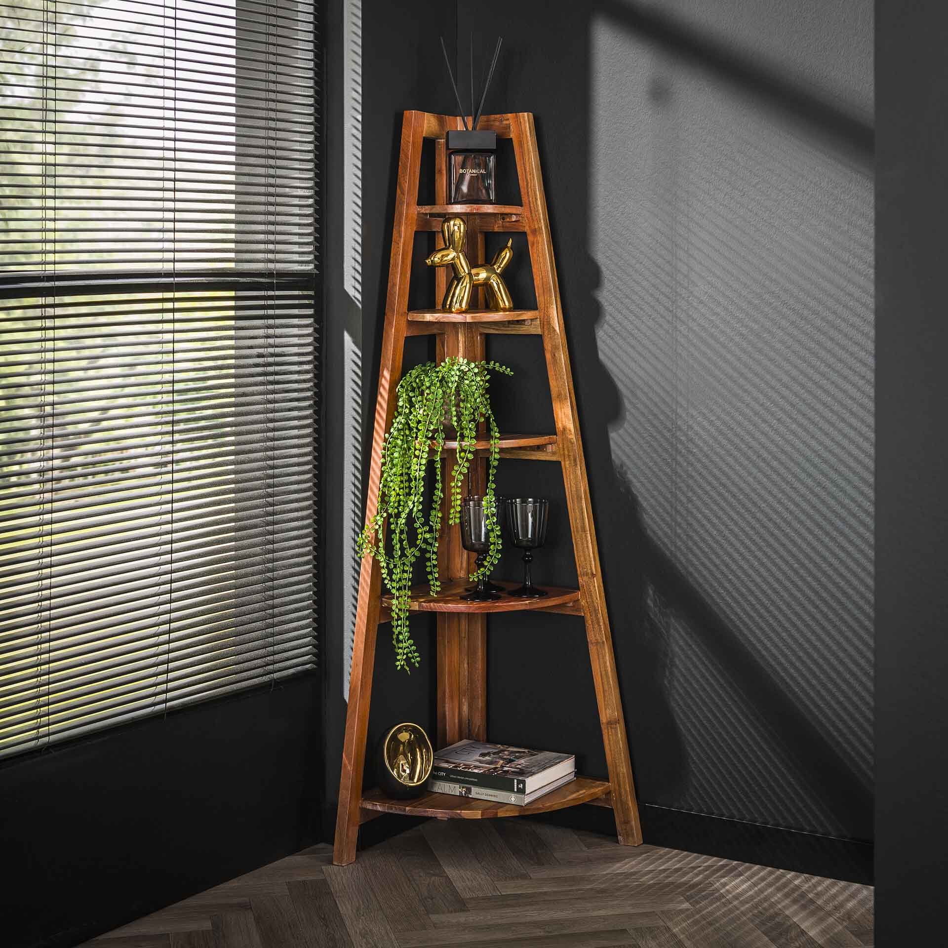 Mangohouten Hoekwandrek Stevyn van LifestyleFurn – Praktisch Design voor elke Kamer