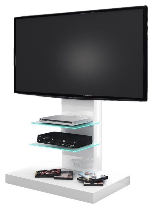 Marino tv‑meubel 133 cm hoog – Hoogglans wit, LED‑verlichting en kabeldoorvoer