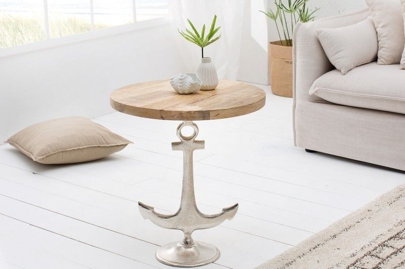 Maritieme bijzettafel SEVEN SEAS – 50 cm ankerblad in mango