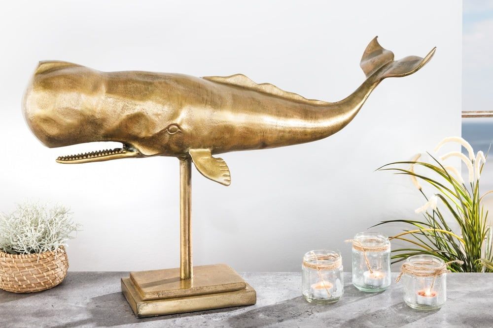 Maritieme Wandskulptuur WAL – Handgemaakte Messingkunst van 70 cm