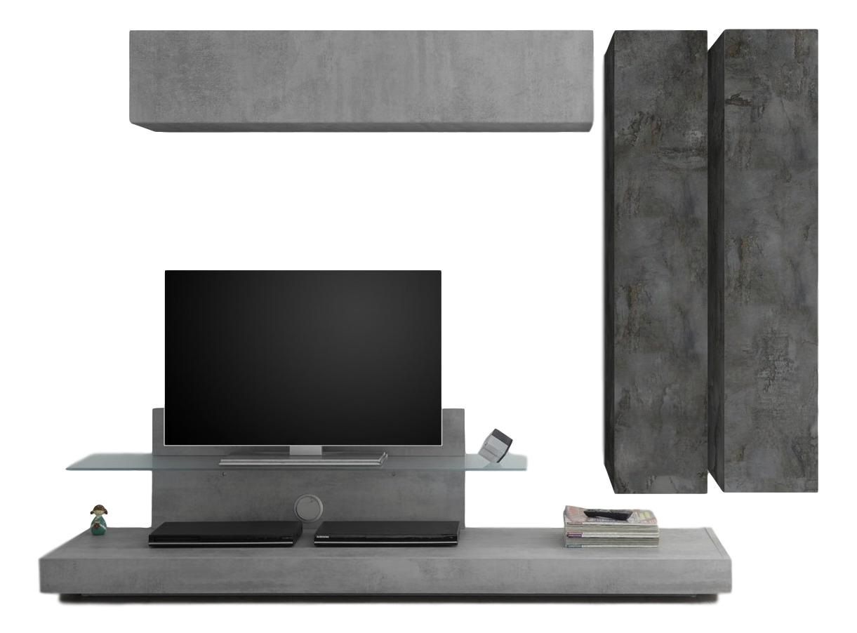 Maroon TV‑wandmeubel set – modern betonlook met soft‑close