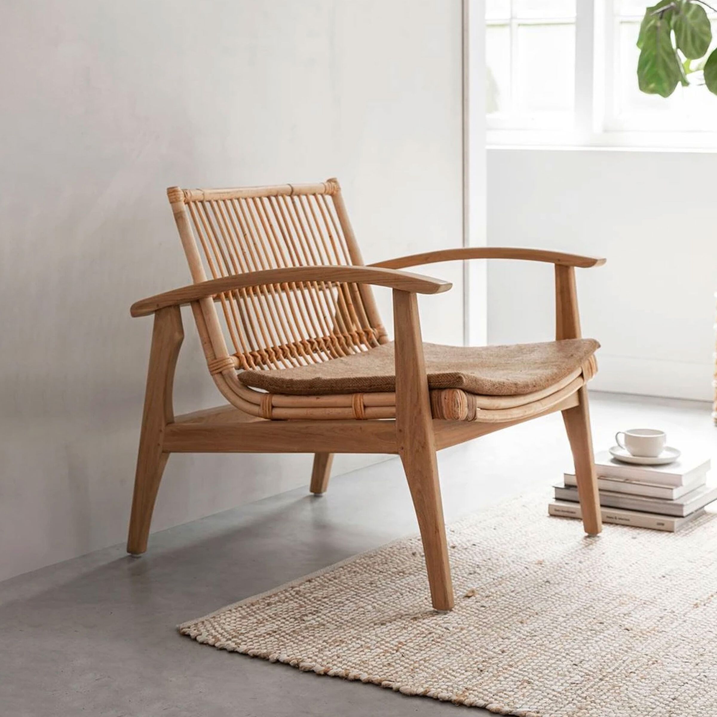 Marvin Fauteuil – Japandi charme van teakhout en rotan
