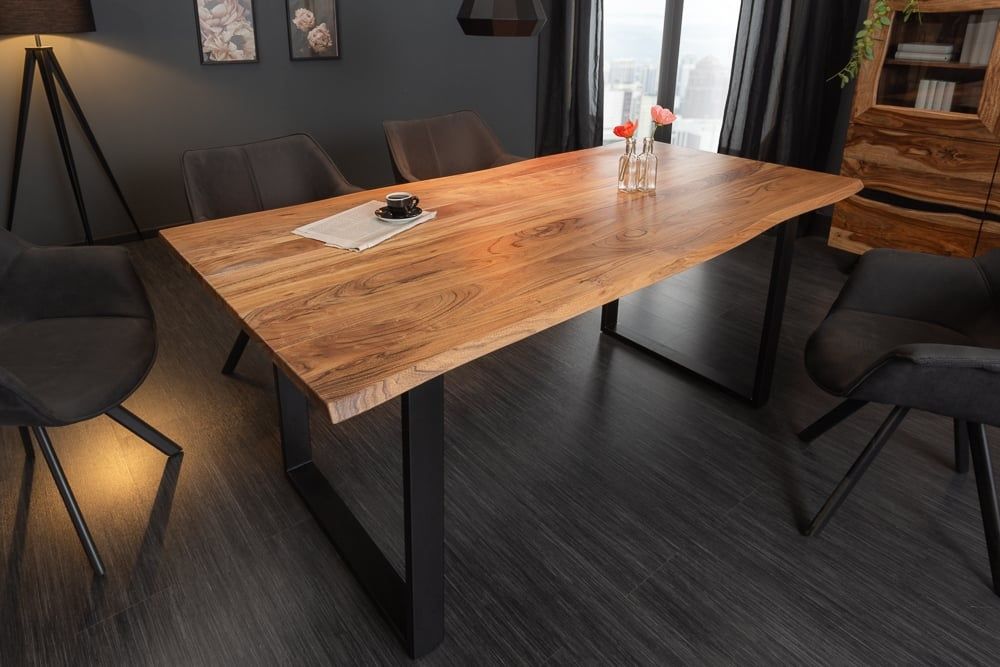 Massief acaciaboom eettafel MAMMUT – 180 cm industrieel design