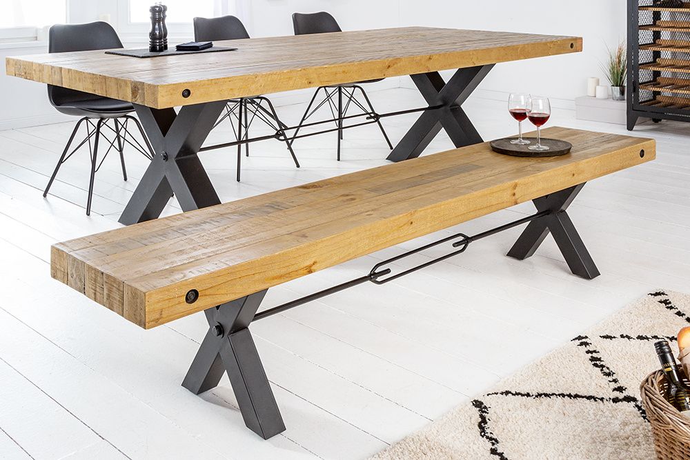 Massief Houten Bank THOR – 200 cm Vintage Bruin van Grenen (Gerecycled)