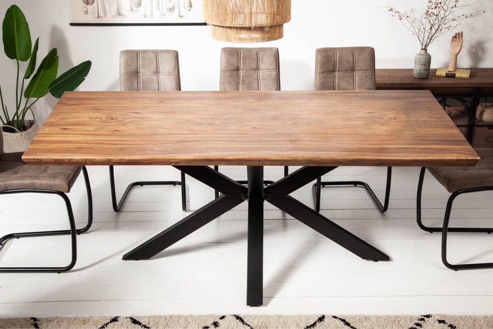 Massief Houten Eettafel GALAXIE 180 cm – Tijdloos Design met Sterframe van Metaal
