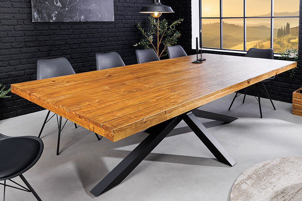 Massief houten eettafel Galaxie – 200 cm vintage bruin van Invicta Interior