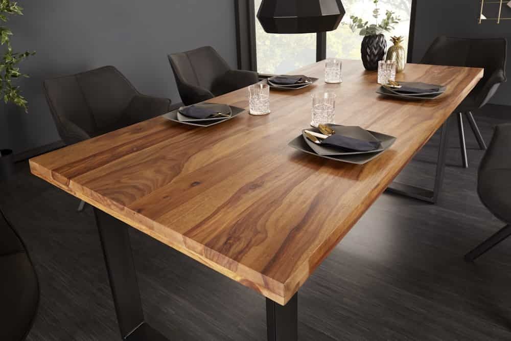 Massief houten eettafel IRON CRAFT – 160 cm industrieel design