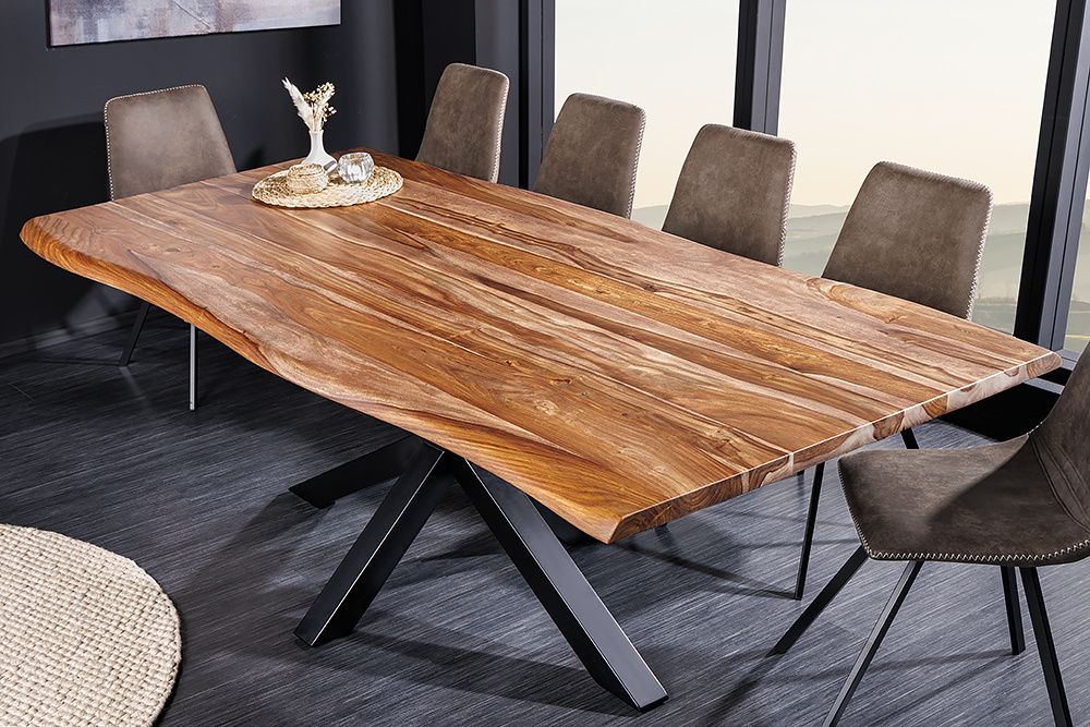Massief houten eettafel MAMMUT – 200 cm, Sheesham met zwart frame