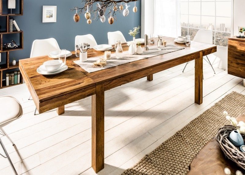 Massief Houten Eettafel PURE – Natuurlijke Sheesham met Verstelbare Lengte (160‑240 cm)