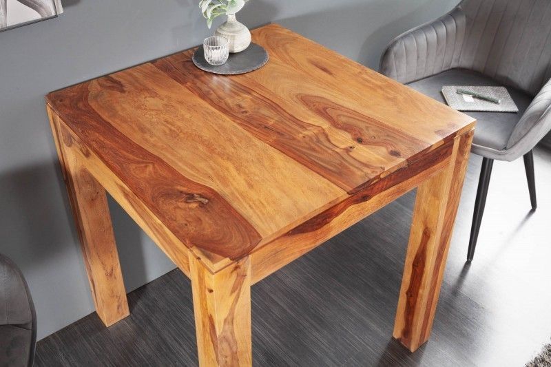 Massief Houten Eettafel PURE – Stijlvolle Bistrotafel met Sheesham Steenafwerking (70 cm)