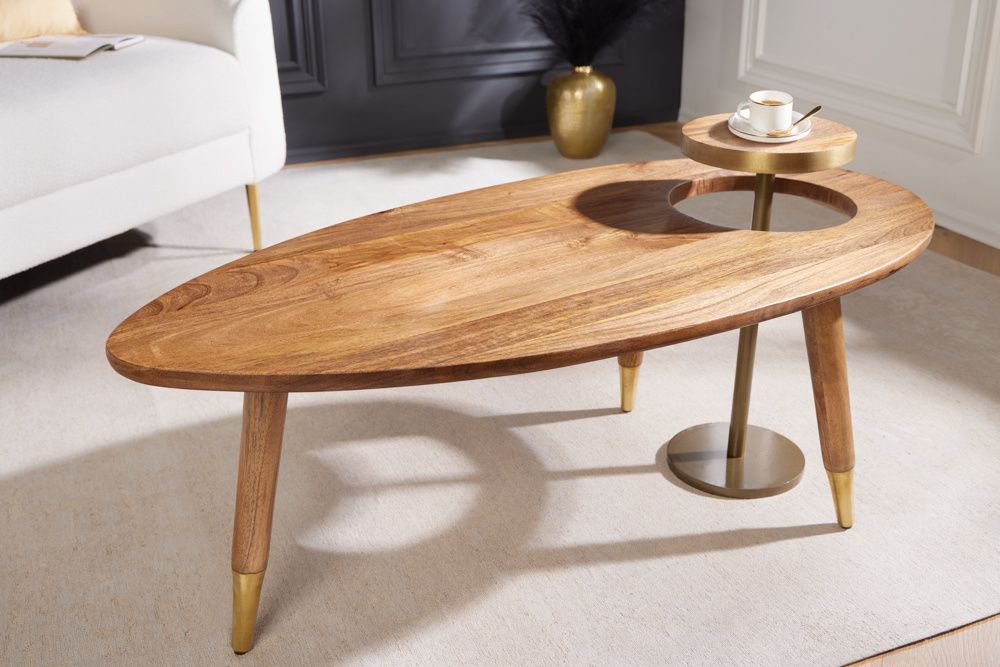 Massief houten Gatsby bijzettafelset – Retro charme in ovale vorm (2 stuks)