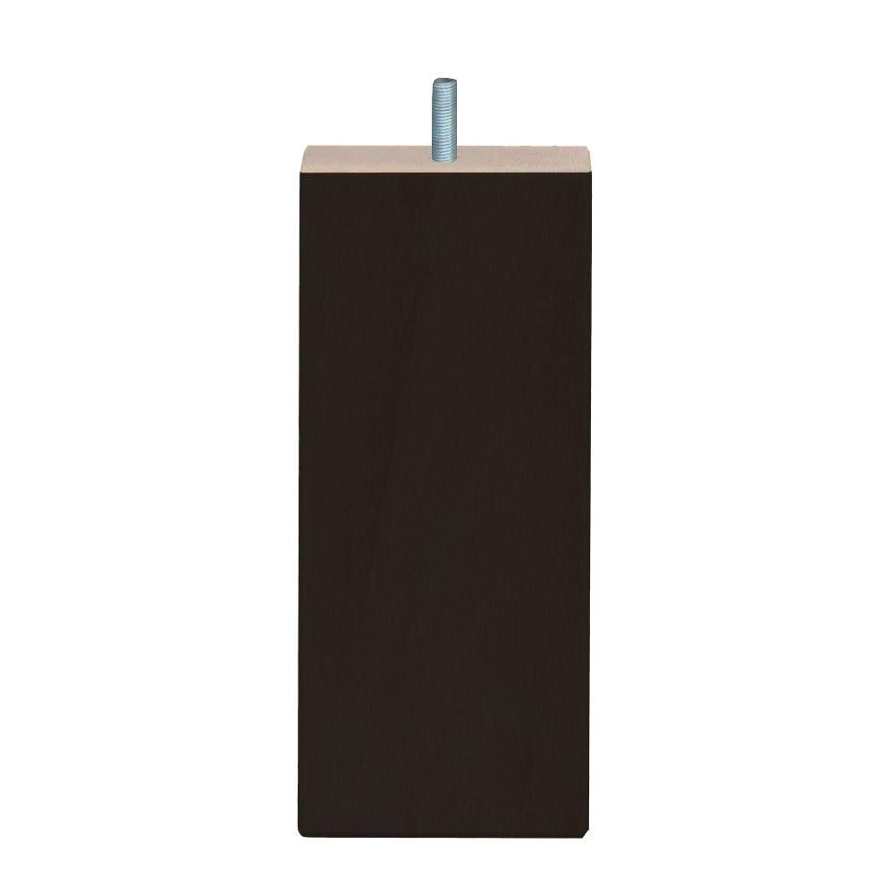 Massief Houten Meubelpoot Zwart 7×7 cm – 16 cm Hoog – M8 Draadeind