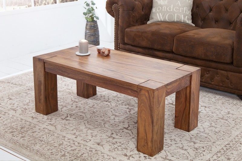 Massief houten salontafel MAKASSAR – 100 cm pure Sheesham‑karakteristiek