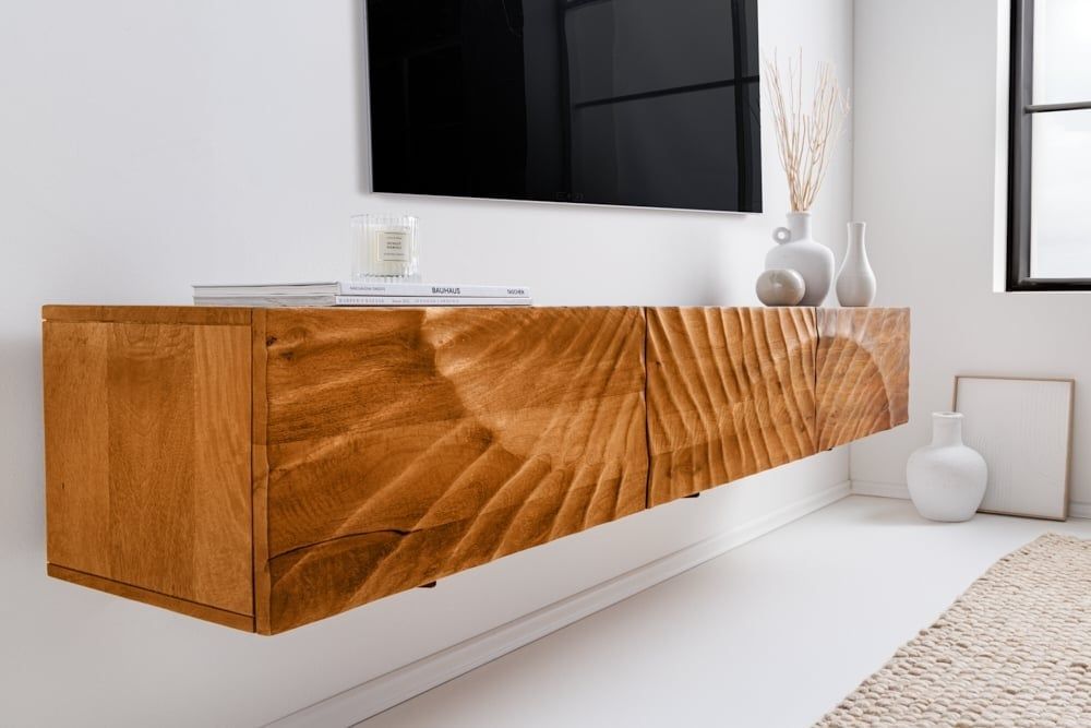 Massief houten tv‑meubel SCORPION 160 cm – warme mango look voor elke woonkamer