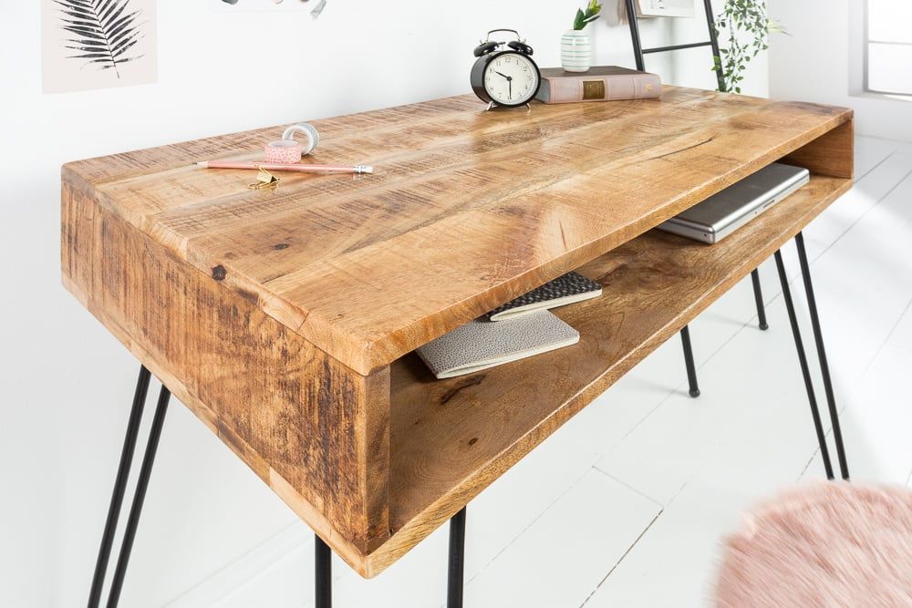 Massief mangohouten bureau SCORPION – stijlvol en functioneel voor elke werkplek