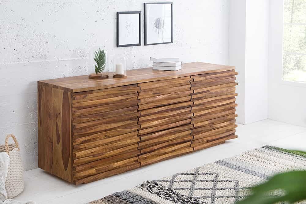Massief Sheesham Dressoir RELIEF – 160 cm Tijdloos Design van Invicta Interior