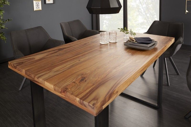 Massief Sheesham eettafel IRON CRAFT – Moderne industriële elegantie voor uw eetkamer