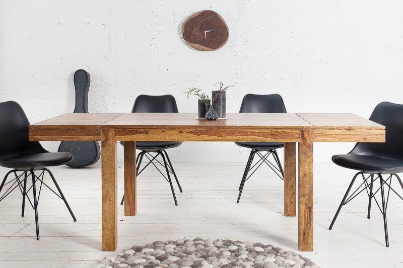 Massief Sheesham eettafel PURE – Tijdloos design met verlengplaten (120‑200 cm)