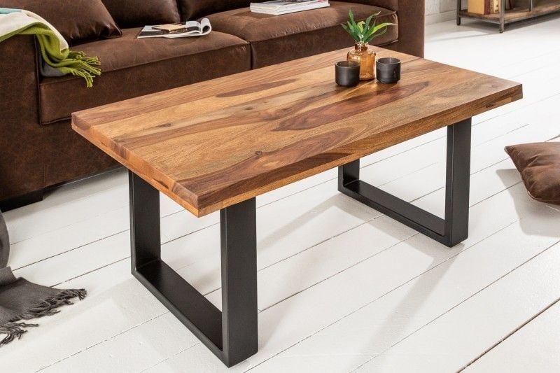 Massief Sheesham Salontafel IRON CRAFT – Industrieel Design van 100 cm