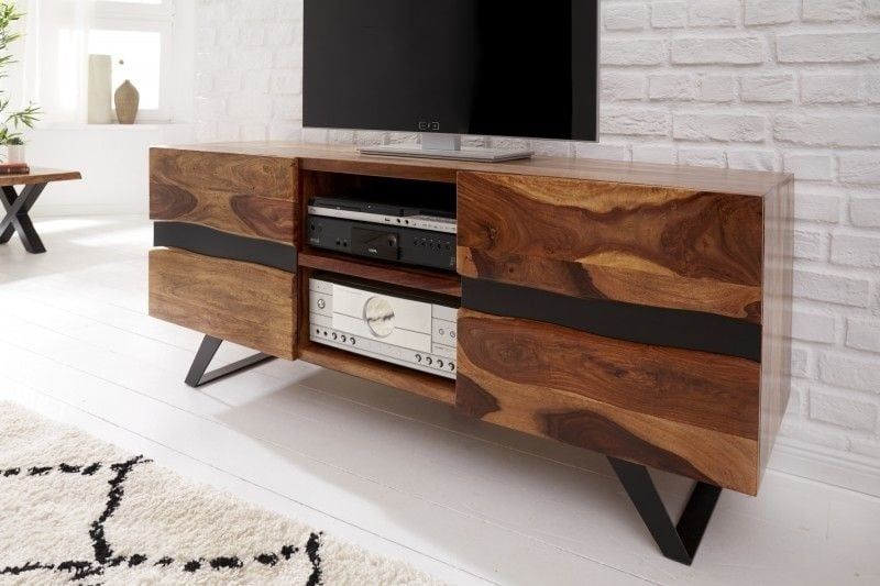 Massief Sheesham TV‑lowboard AMAZONAS – 160 cm natuurlijke elegantie in bruin