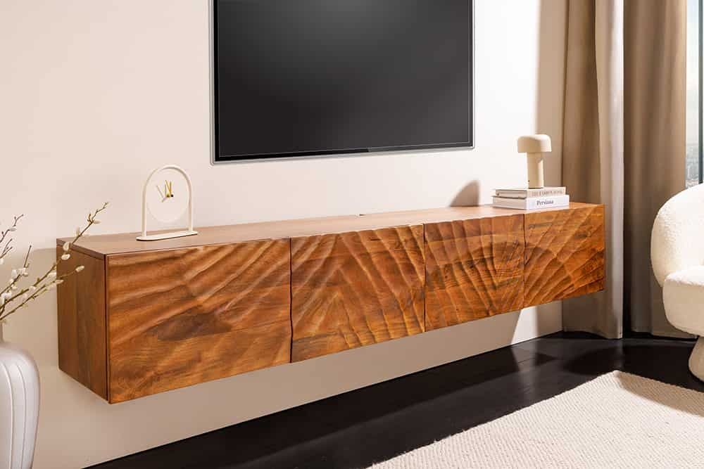 Massief TV‑bord SCORPION 200 cm – Hangend dressoir van Mangohout – Invicta Interior