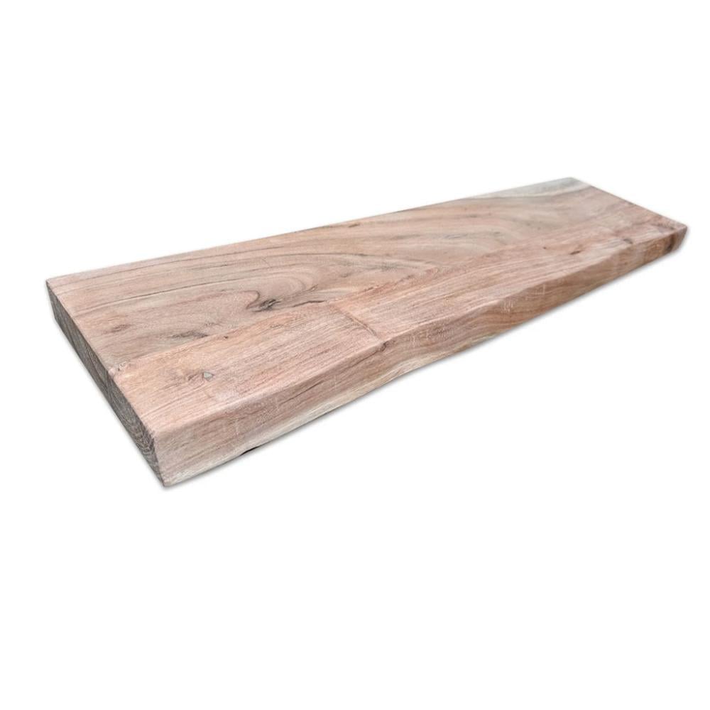 Massieve acacia wandplank 140 × 20 cm met natuurlijke boomstamrand – Furniture Legs Europe