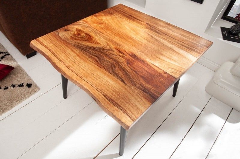 Massieve acaciahouten bijzettafel Organic Living – 60 cm met unieke boomrand