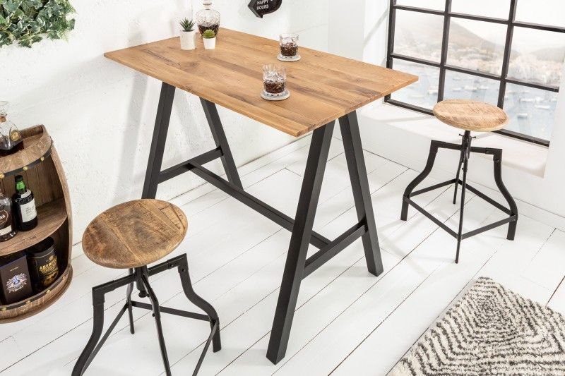 Massieve bartafel CASTLE 120 cm in natuurlijk wild eiken – industrieel design van Invicta Interior