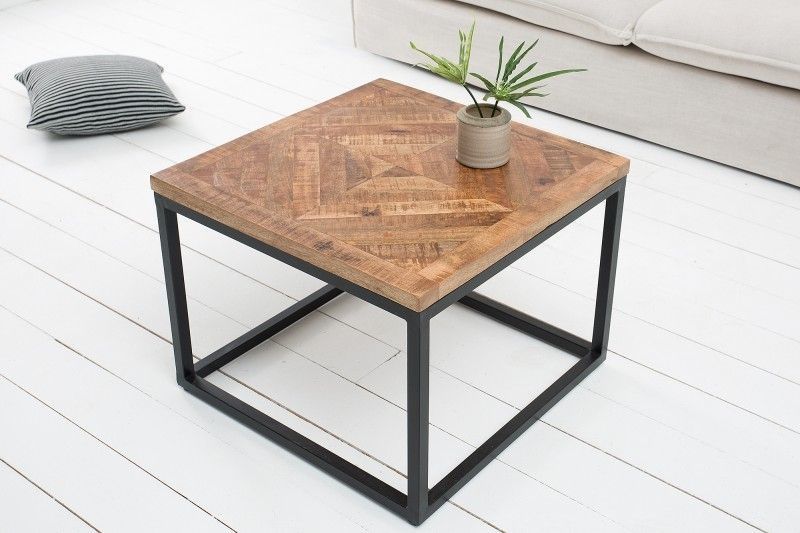 Massieve bijzettafel Infinity Home – 60 cm mangohout in industrieel design