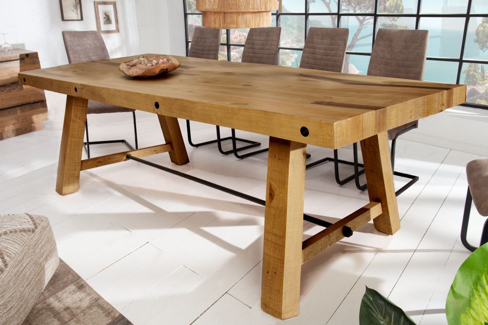 Massieve eettafel FINCA 240 cm – Vintage bruin & recyclede grenenhout
