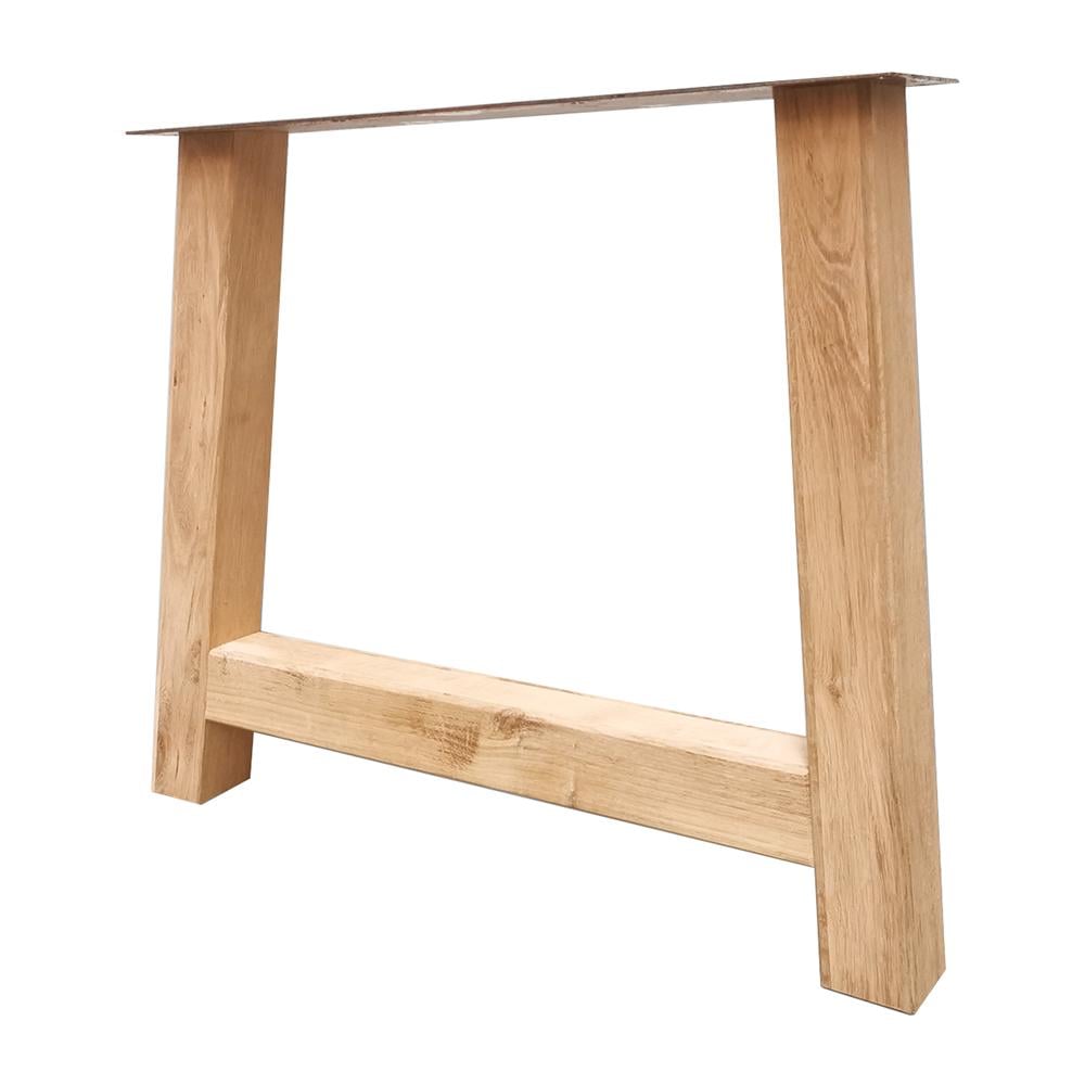 Massieve eiken A‑poot – 73 cm hoog, 90 × 10 cm bovenkant, 10 × 10 cm
