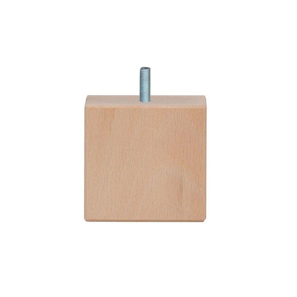 Massieve houten meubelpoot 10×10 cm – M10 draadeind van Furniture Legs Europe